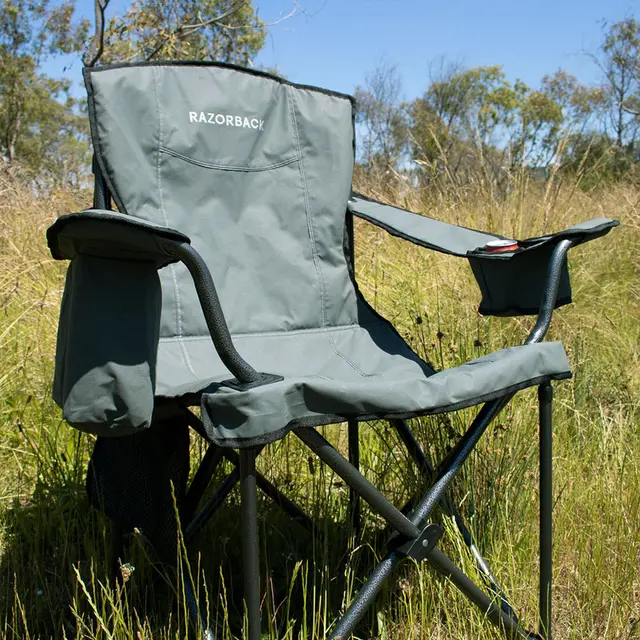 Pair of folding canvas camp chairs