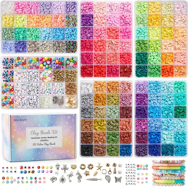 INSCRAFT 120-colour clay bead bracelet making kit