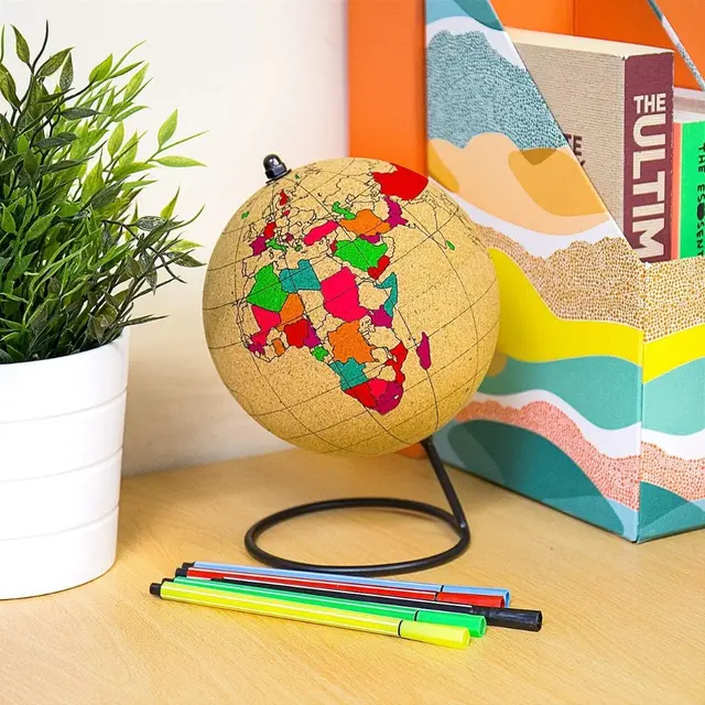 Colour-in cork globe