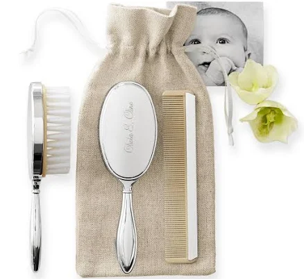 Engraved Heirloom Silver-Plated Brush & Comb Set