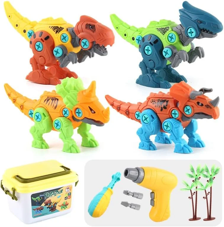 Take-apart dinosaur toys with kid drill screwdriver and storage box