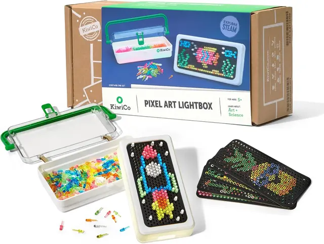 Pixel-art lightbox kit he designs himself