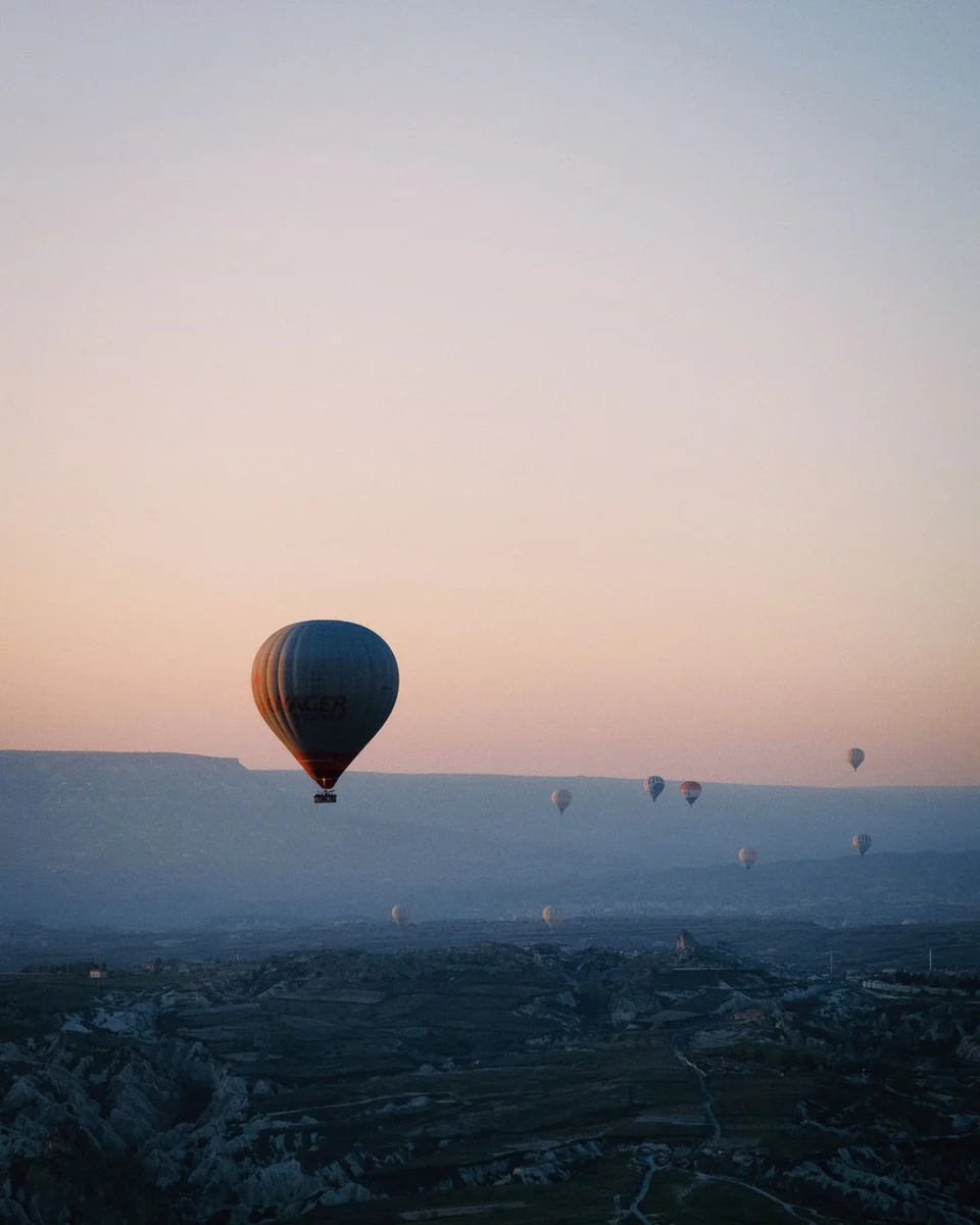 Hot air balloon sunrise with champagne breakfast