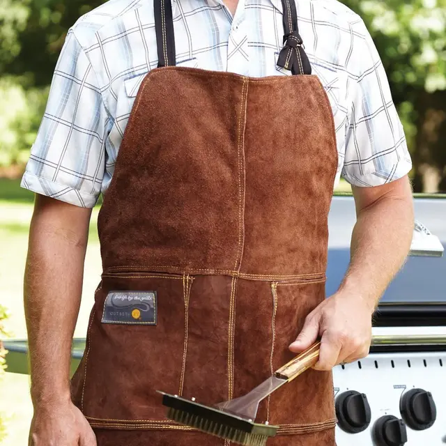 Bespoke full-grain leather BBQ apron for the backyard cook