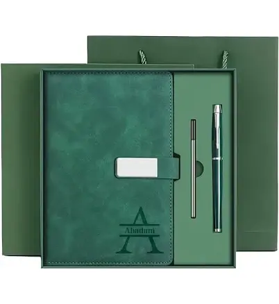 Monogrammed leather travel journal and sketch set