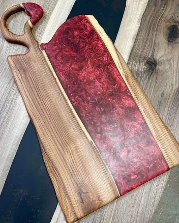 Walnut ruby resin serving board