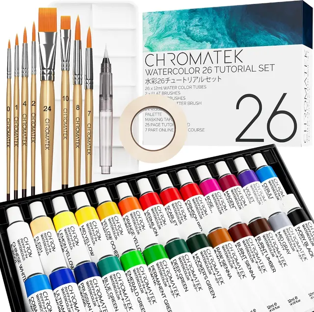 Professional watercolor set with Arches paper