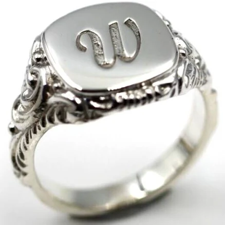 Custom Engraved Silver Signet Ring