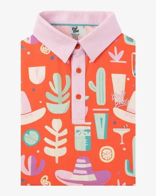 Australian alt-golf performance polo with modern print