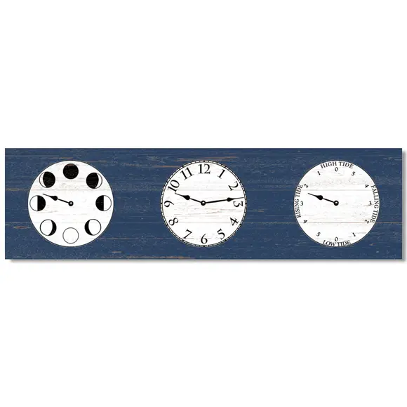 Tide and moon clock with family markers