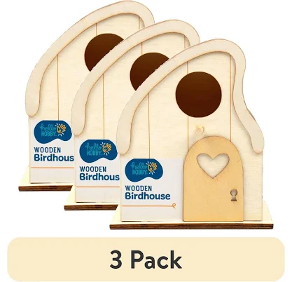 Unfinished Pine Birdhouse Kits for Painting with Kids