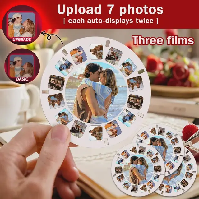 Custom retro 3D photo viewfinder with personalised reel
