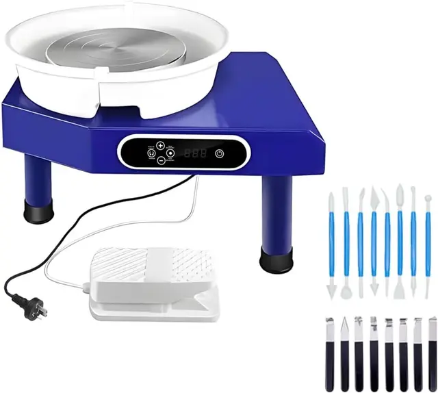 At-home electric pottery wheel station with air-dry clay