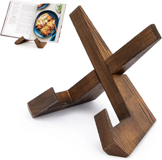 Solid wood cookbook stand for kitchen counter