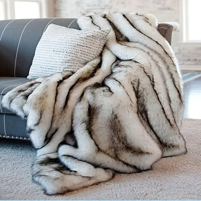 Weighted faux-fur throw blanket