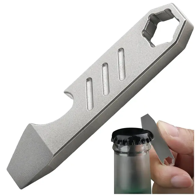 Titanium pocket pry bar and bottle opener