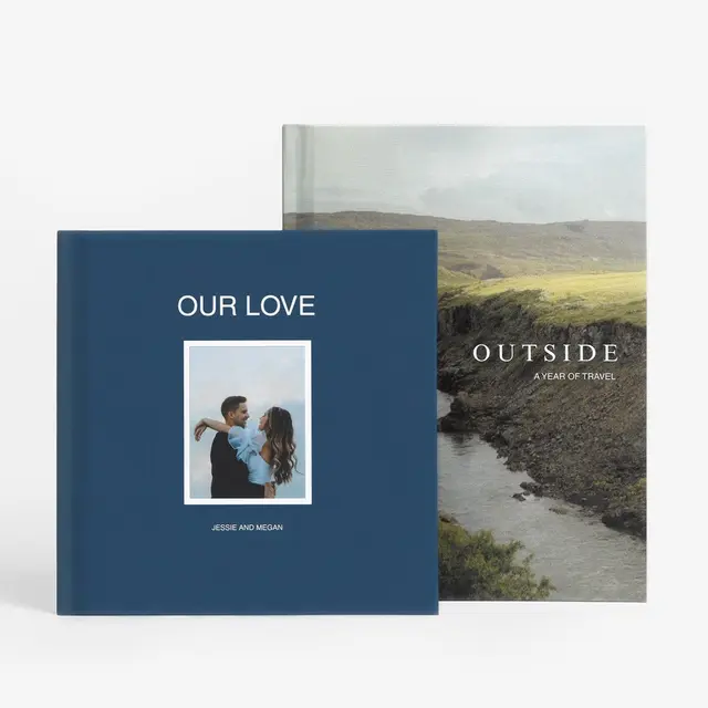 Photo-wrapped hardcover anniversary book