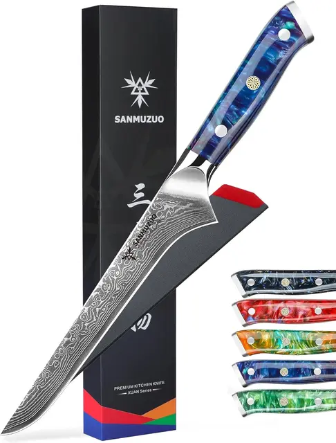 Hand-forged Damascus fillet knife