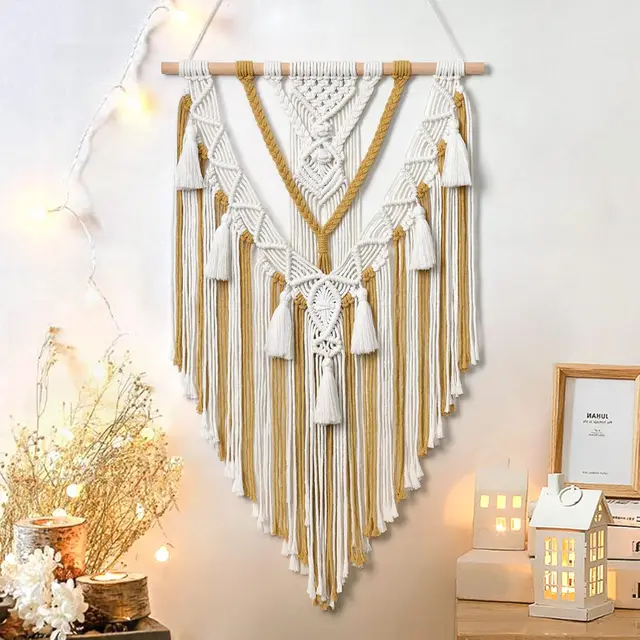 Woven wall hanging by an Indigenous artist
