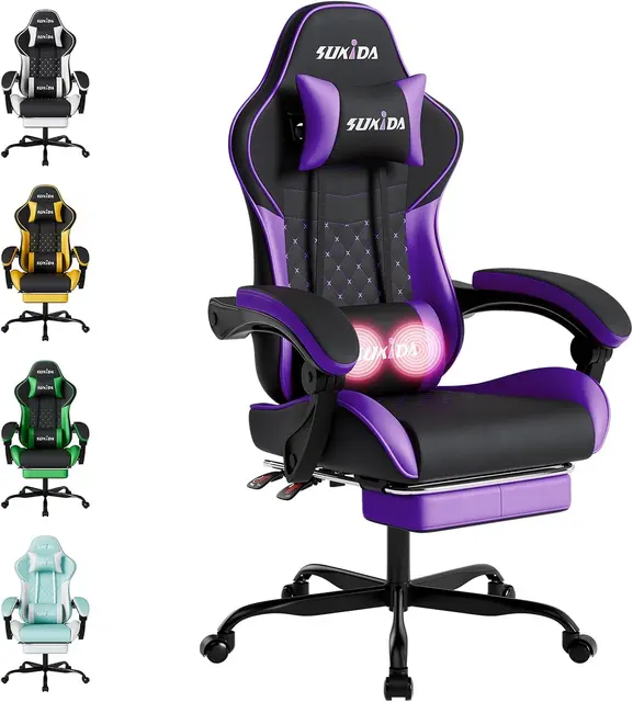 Massage lumbar gaming chair