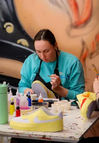 Artisan sneaker customisation workshop