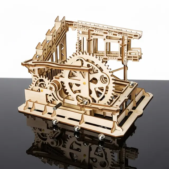 Laser-cut wooden mechanical model kit (self-assembly, kinetic desk toy)