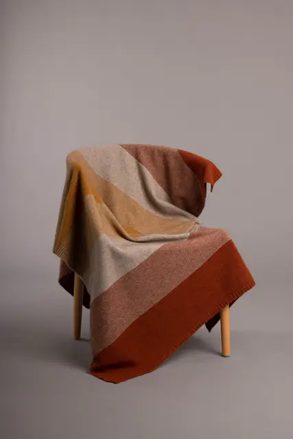 Possum merino wool and silk ombre throw blanket