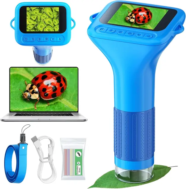 Kids digital microscope 40x with backyard bug slide samples