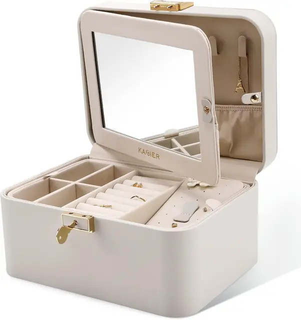 Two-layer leather jewellery organiser