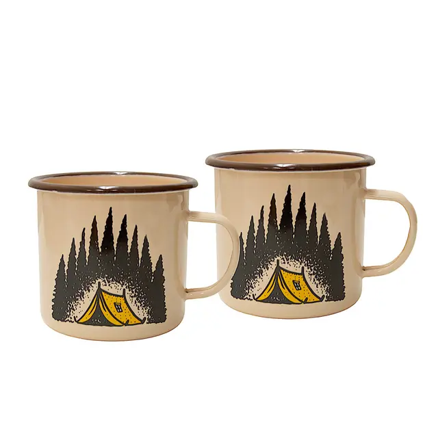 Enamel keep-cup pair for the shared morning coffee