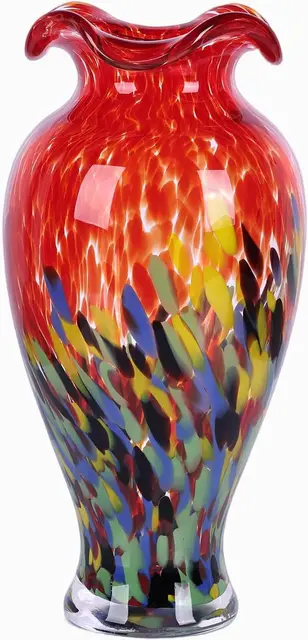 Red hand-blown ruby glass sculptural vase (vintage 1980s)