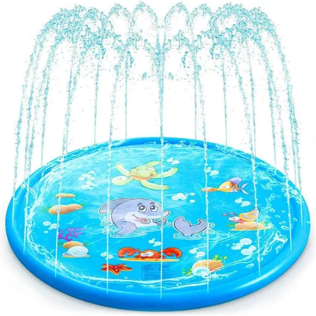 Inflatable sprinkler splash pad for summer backyard