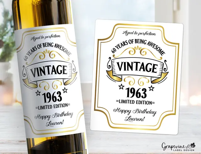 Birth-year limited whisky or wine with custom cellar tag