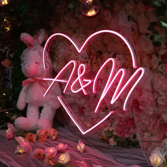 Custom neon initial wall light