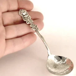 Engraved Heirloom Silver Rose Spoon