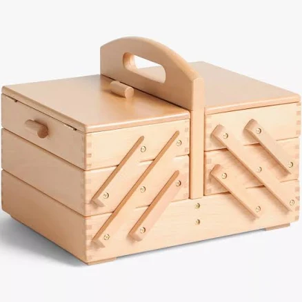 Hand-Carved Wooden Sewing Box