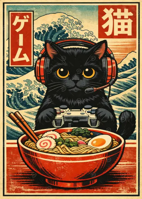 Gamer Cat ramen Displate