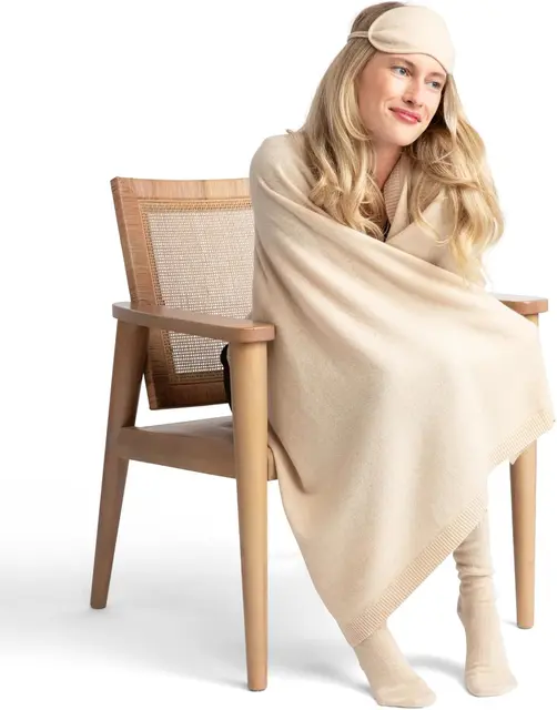 Cashmere travel wrap and sleep-mask set