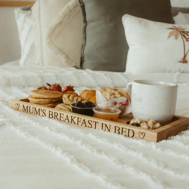 Reclaimed timber breakfast-in-bed tray with guaranteed weekend sleep-ins