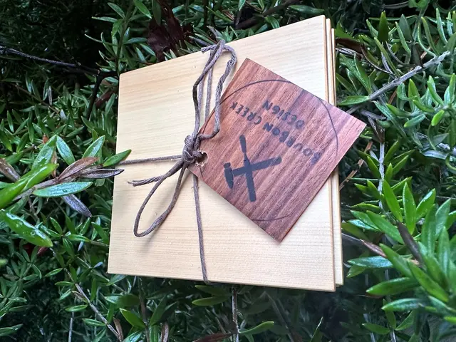 Hand-carved Huon pine coaster set