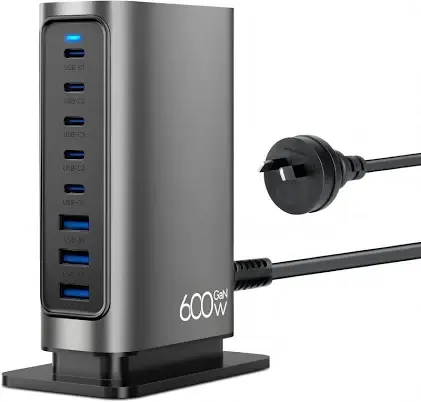 GaN multi-port fast charger (laptop + phone + tablet)