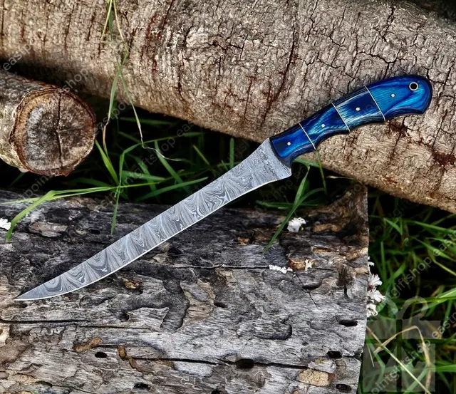 Hand-forged Damascus fillet knife