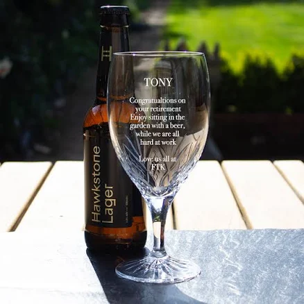 Personalised hand-cut crystal beer glasses