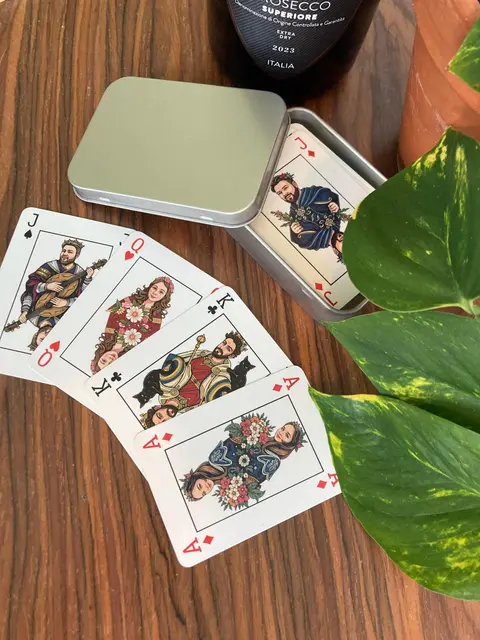 Custom playing cards with the couple as King and Queen