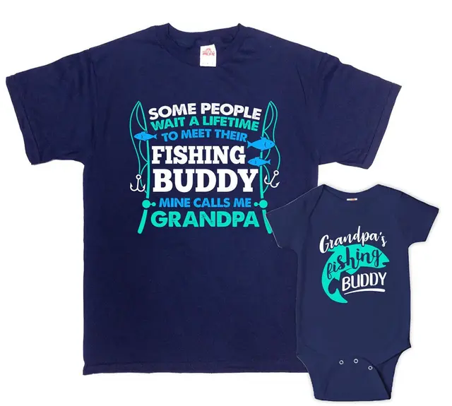 Matching grandpa fishing-buddy shirts