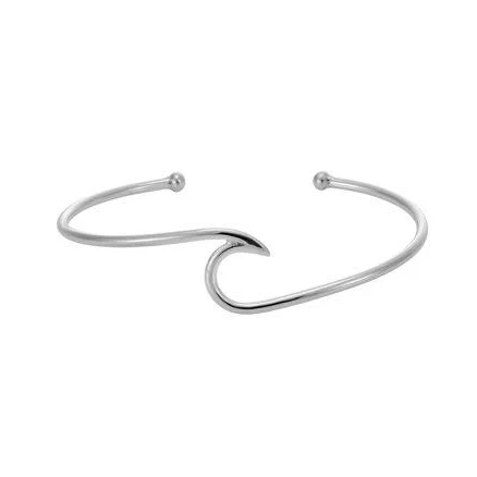Refined Silver Wave Motif Bangle — Mother's Day gift for a grandmother, shoppable idea