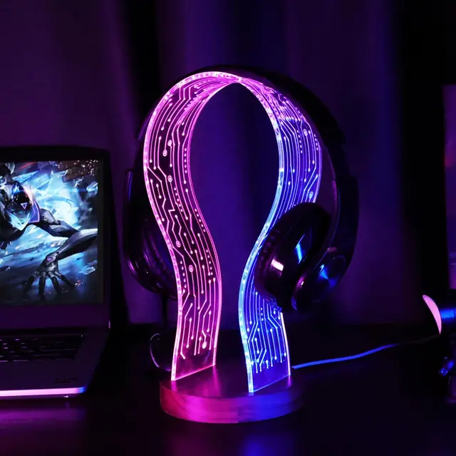 Walnut LED headphone stand