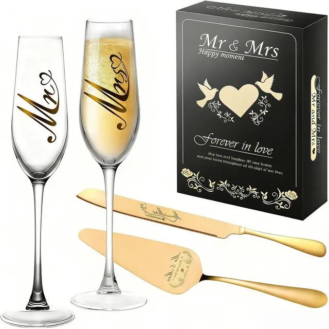 Commemorative toast or champagne flute set for vow renewal tables