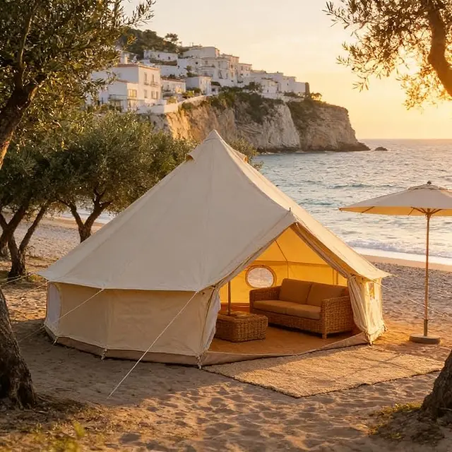 6m Canvas Bell Tent Waterproof Glamping