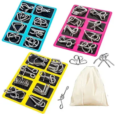 Cast metal wire disentanglement puzzle set (assorted)